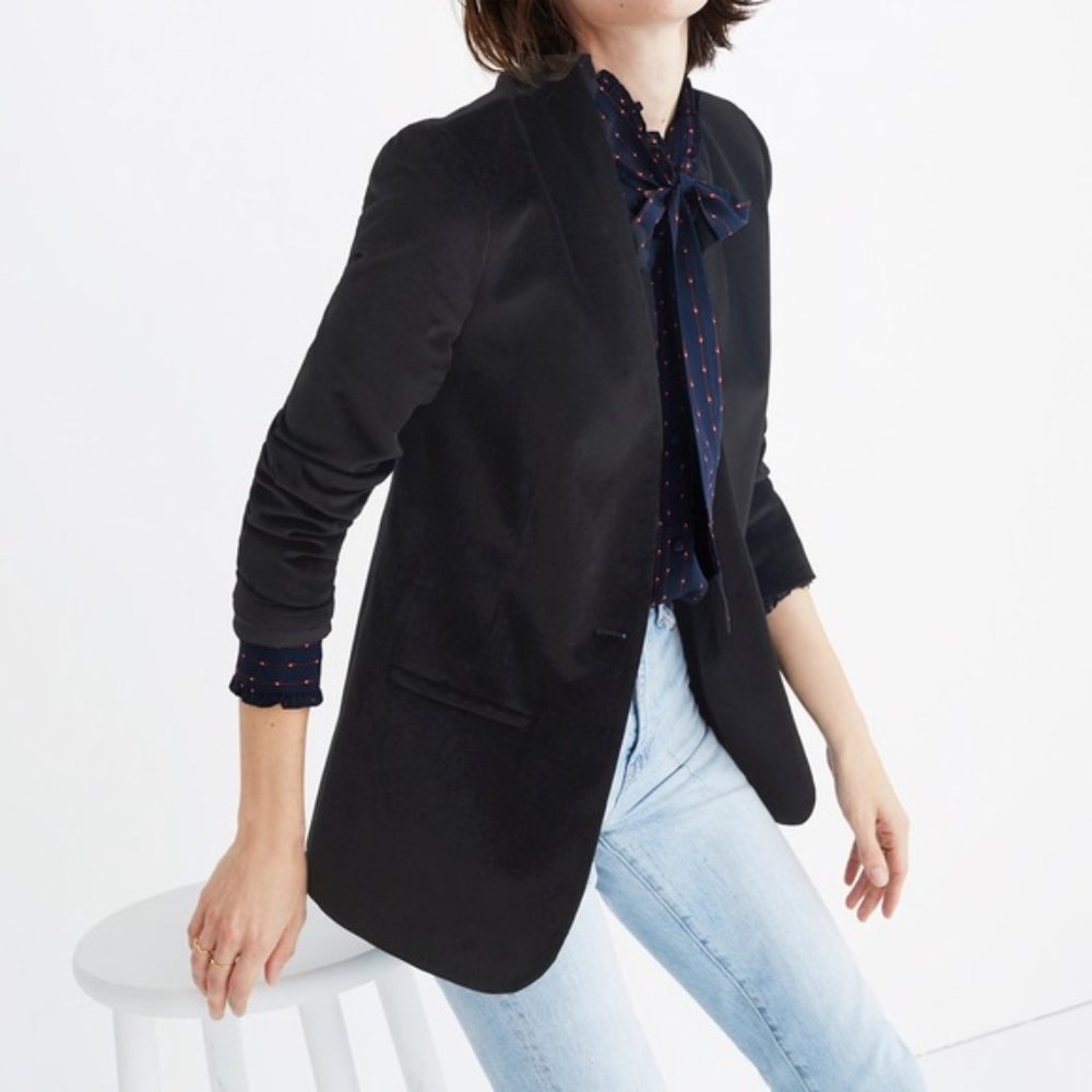 Madewell black velvet Tribune blazer